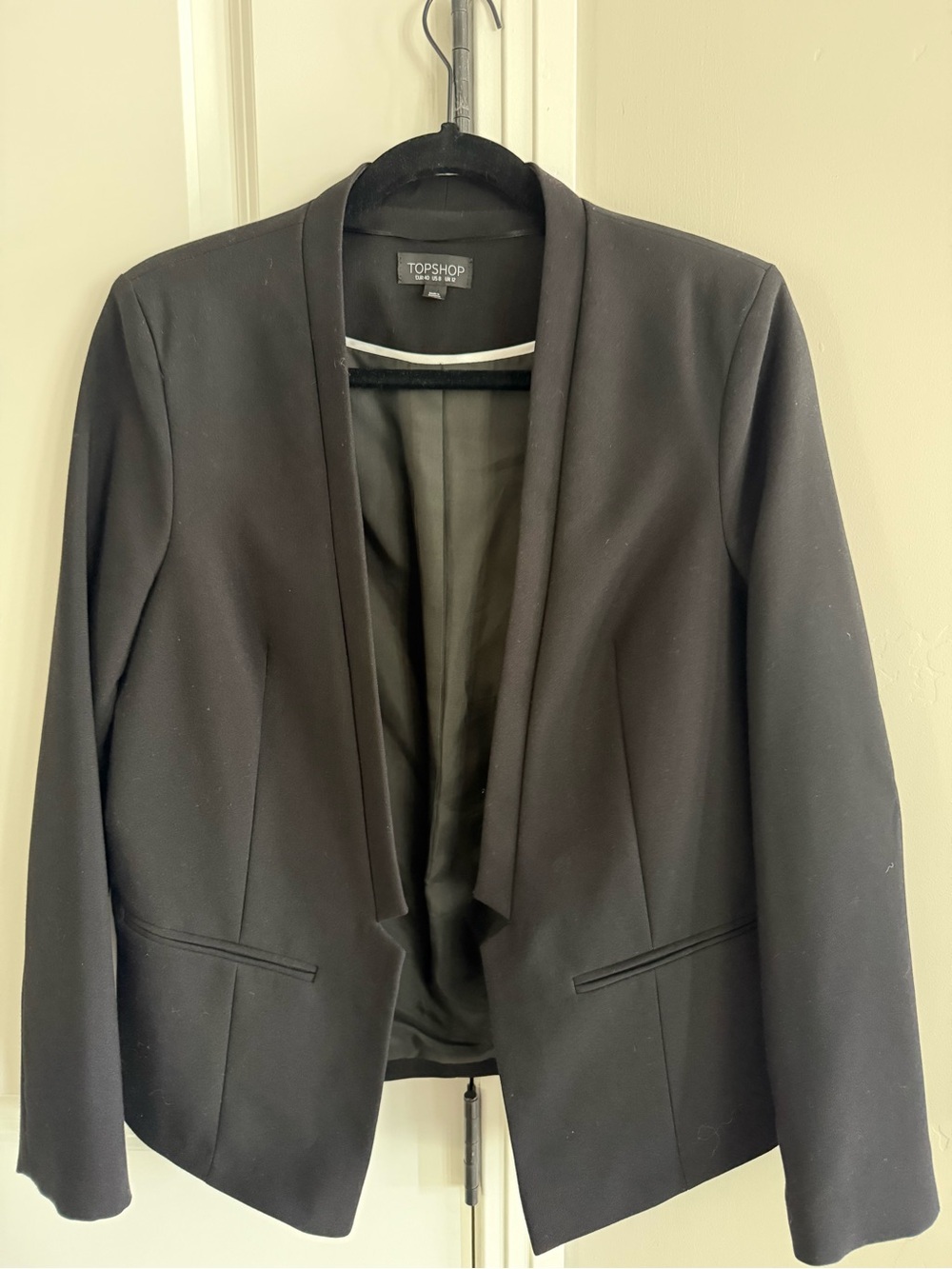 Topshop Black Open-Front Blazer Jacket, Sz 8
